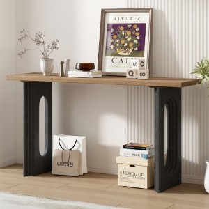 Fraxinus Mandschuric Console with Round Hollow Legs for Entryways - 1 of 4