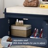 42.7″ Storage Bench w/4 Doors and Adjustable Shelves,ShoeBench w/Removable Cushion & Seating for Entryway Living Room,White - 4 of 4