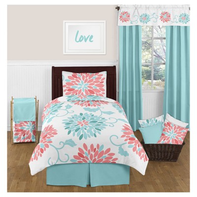 Coral & Turquoise Emma Comforter Set (Twin) - Sweet Jojo Designs