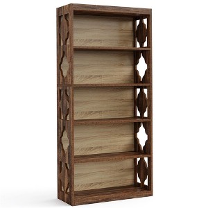 Resenkos Bookshelf, Bookcase Standing Shelf Unts,6-Tier Bookshelf, 70-Inch Wood Bookcase with Storage Shelves,Brown - 1 of 3