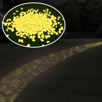 Garden Stones-500 Count Glow in the Dark Solar Pathway Pebble Lights-Decorative Glowing Rocks by Nature Spring (Yellow)