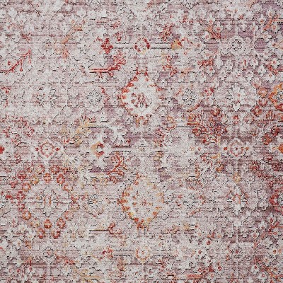 Ivory and Pink Floral Synthetic Rectangular Area Rug