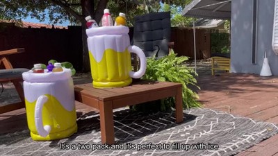 Top Race 2 Pack Inflatable Beer Mug Coolers for Parties, Pool & Spongebob  Parties