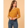 Allegra K Women's Peter Pan Collar Blouse Long Sleeve Sweet Cute Heart Dots Printed Top - 3 of 4