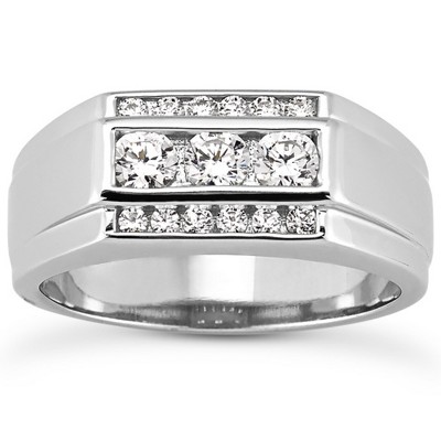 Pompeii3 Men's 1 Ct T.W. Diamond Ring 10k White Gold