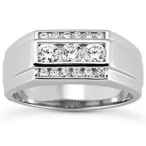 Pompeii3 Men's 1 Ct T.W. Diamond Ring 10k White Gold - 1 of 4