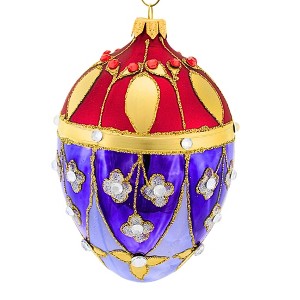 Miss Christmas 5.5 Inch Royal Purple Faberge Egg Christmas Tree Ornament , Multi Seasonal Decor Christmas Holiday Easter (1PC) - 1 of 4