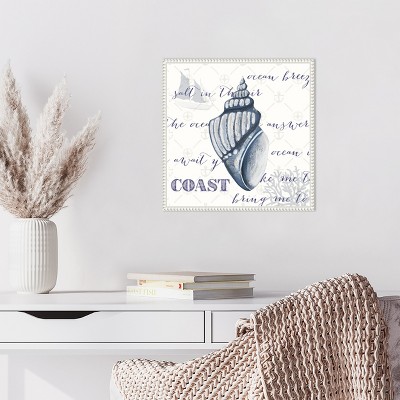 Indigo Ocean Treasures III Coastal Canvas Art with White Floater Frame