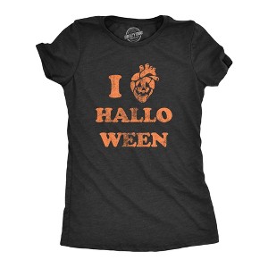 Womens I Heart Halloween T Shirt Funny Scary Pumpkin Hollows Eve Lovers Tee For Ladies - Crazy Dog Women's T Shirt - 1 of 4