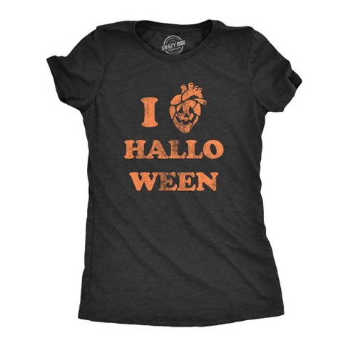 Womens I Heart Halloween T Shirt Funny Scary Pumpkin Hollows Eve Lovers Tee For Ladies - Crazy Dog Women's T Shirt - image 1 of 4