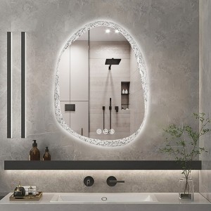 ARTLOGE 27.5/31.5/35.4in Irregular LED Bathroom Pebble Design LED Clear Backlit Illuminated Vanity Mirror - 1 of 4