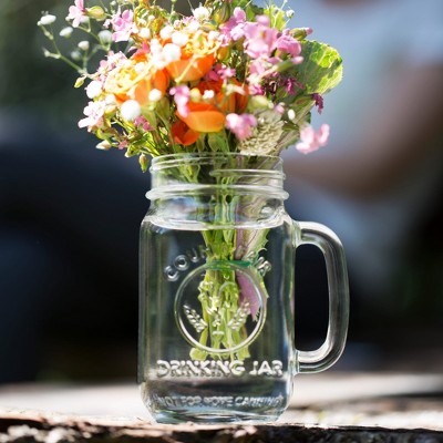 Libbey County Fair Clear Glass Drinking Jars with Handles, Set of 12