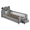 Twin Size Upholstered Daybed with Bear Shaped Headboard, Hydraulic System and Breathable Mesh Fence, Gray - 3 of 4