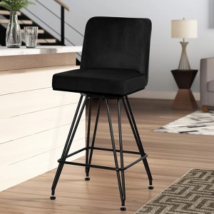 Bekrvio 26" Swivel Counter Height Bar Stools with Back-Faux Leather/Velvet Upholstered, V-Shaped Metal Legs-Modern Counter Stools for Kitchen Island - 1 of 4
