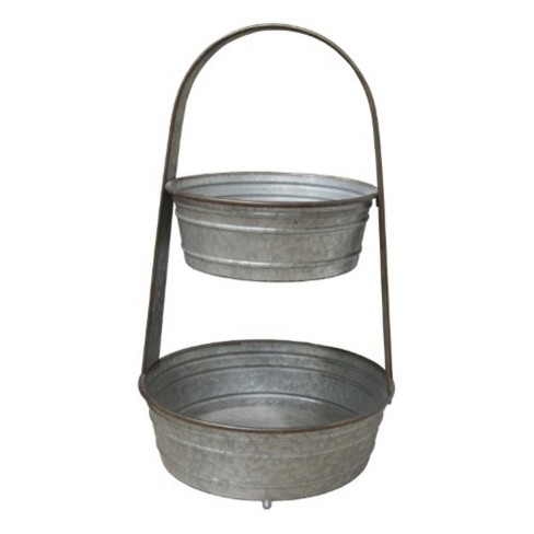 VIP Metal 31.5 in. Silver 2-Tier Basin Bucket Containers - image 1 of 2