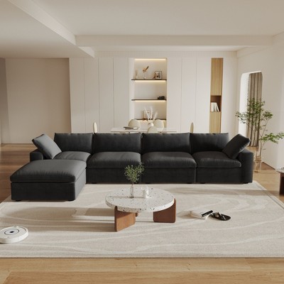 Cloud Modular Sectional Sofa Couch,160.6" L Shaped Convertible Couches with Storage Ottoman for Living Room,Sofa Covers Washable&Replaceable