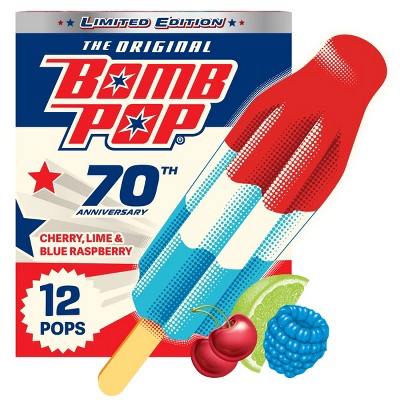 Bomb Pop Original (Cherry, Lime, Blue Raspberry) Frozen Bars - 21 fl oz /12ct