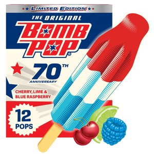 Bomb Pop Original (Cherry, Lime, Blue Raspberry) Frozen Bars - 21 fl oz /12ct - 1 of 4