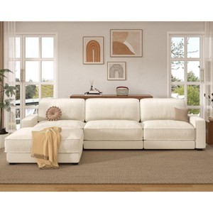 Dyonery Oversized 120" Modular Sectional Sofa, Comfy L-Shaped Cloud Couch with Pillows & Movable Ottoman, Chenille - 1 of 4