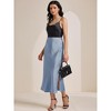 INSPIRE CHIC Women Satin Maxi Elastic High Waist Side Slit Flowy Long for Party Wedding Skirt - 2 of 4