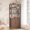71" Tall 5 Tier Book Shelf, Boho Bookcase with Doors & Adjustable Storage Shelf, Large Display Shelf, Wooden Bookcase for Living Room Bedroom Kitchen - 2 of 4