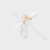 Ribbon Bow Pearl Post and Drop Earrings - A New Day™ Gold - 3 of 3