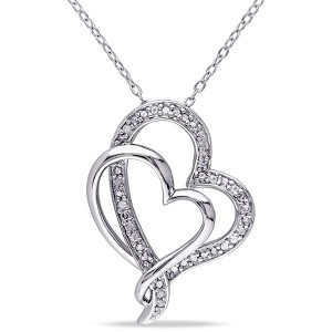 EVERLY JEWELRY | Sterling Silver 1/4 CT TW Diamond Interlocking Heart Pendant with Chain - 1 of 4