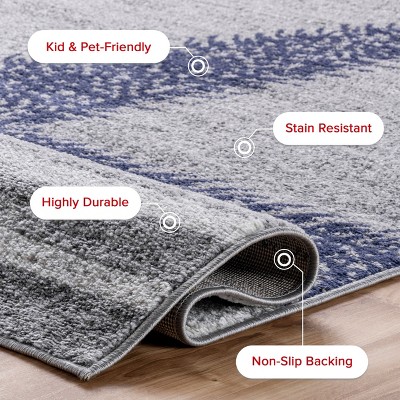 Coastal Charm Gray Stripe and Starfish 49" Wool-Blend Area Rug