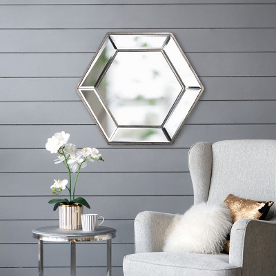 Rectangle Vintage Silver Mirror,Wall Mirror Decor,Mirrored Display Tray,Distressed Mirror Wall Decor For Living Room,Hanging Mirror-The Pop Home