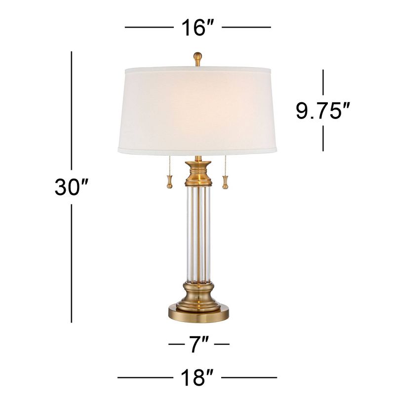 Vienna Full Spectrum Rolland Table Lamps 30" Tall Antique Brass Crystal with Table Top Dimmer Off White Drum Shades for Bedroom Living Room Bedside, 4 of 8