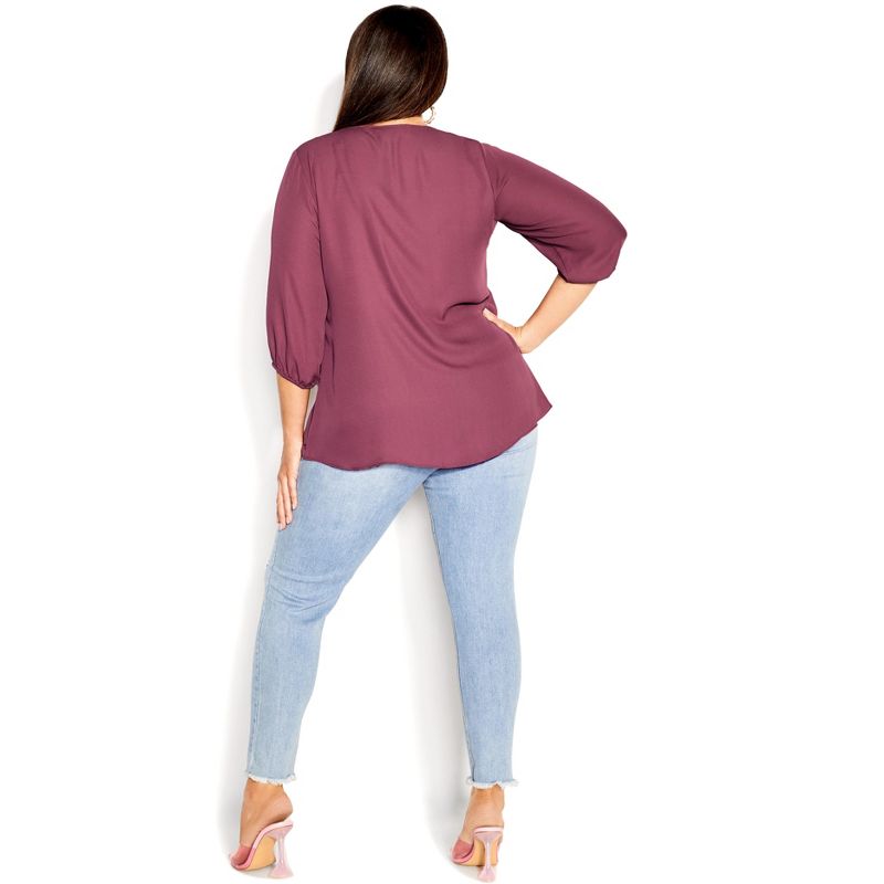 Women's Plus Size Sassy Fling Elbow Sleeve Top - roseberry | CITY CHIC, 3 of 6