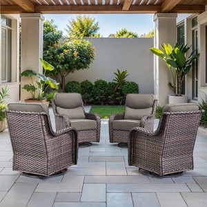 POCASSY Outdoor Swivel Rocker Patio Swivel Chairs Set of 4, 6" Thick Seat Cushions All Weather Swivel Glider Chairs with High Back for Porch - 1 of 4