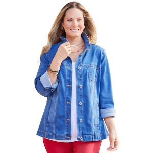 Catherines Women's Plus Size Classic Jean Jacket - 1 of 4