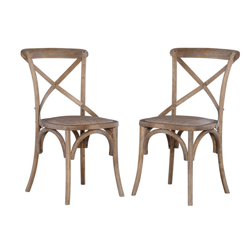 Set of 2 Helia Curved Wood Woven Armless Chairs Gray - Linon, 1 of 11