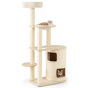 Costway Wooden Cat Tree 6-Level Cat Scratching Stand with 2-Story Cat Condo Modern Cat Furniture - 1 of 4