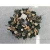 24"Pre-Lit Christmas Wreath for Front Door,Gold Lighted Xmas Door Wreath with 20 Battery Operated LED,Ball Ornaments for Wall Fireplace Holiday Decor - 2 of 4