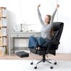 Hybition Executive Office Chair-Ergonomic Computer Desk Chair with 7 Points Vibration,Black Leather Chair with Footrest & Wheels, 350lb Capacity - 2 of 4
