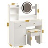 FONTOI 35.43"W Vanity Desk with Mirror and Lights 3 Color Lighting and Cushioned Chair for Bedroom Dressing Room, White, 35.43"*15.75"*52.36" - 3 of 4