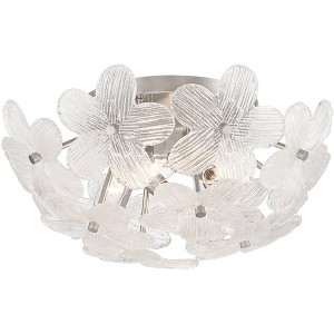 Possini Euro Design Filoli 16" Modern Semi Flush-Mount Ceiling Light Fixture Kitchen Foyer Hallway Flower Unique Silver Brushed Nickel Finish Glass - 1 of 4