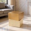 Side Table Gold & Beige 20.1"H – Modern Square Electroplated Iron Table with Faux Terrazzo Top By Zuo Modern - 2 of 4