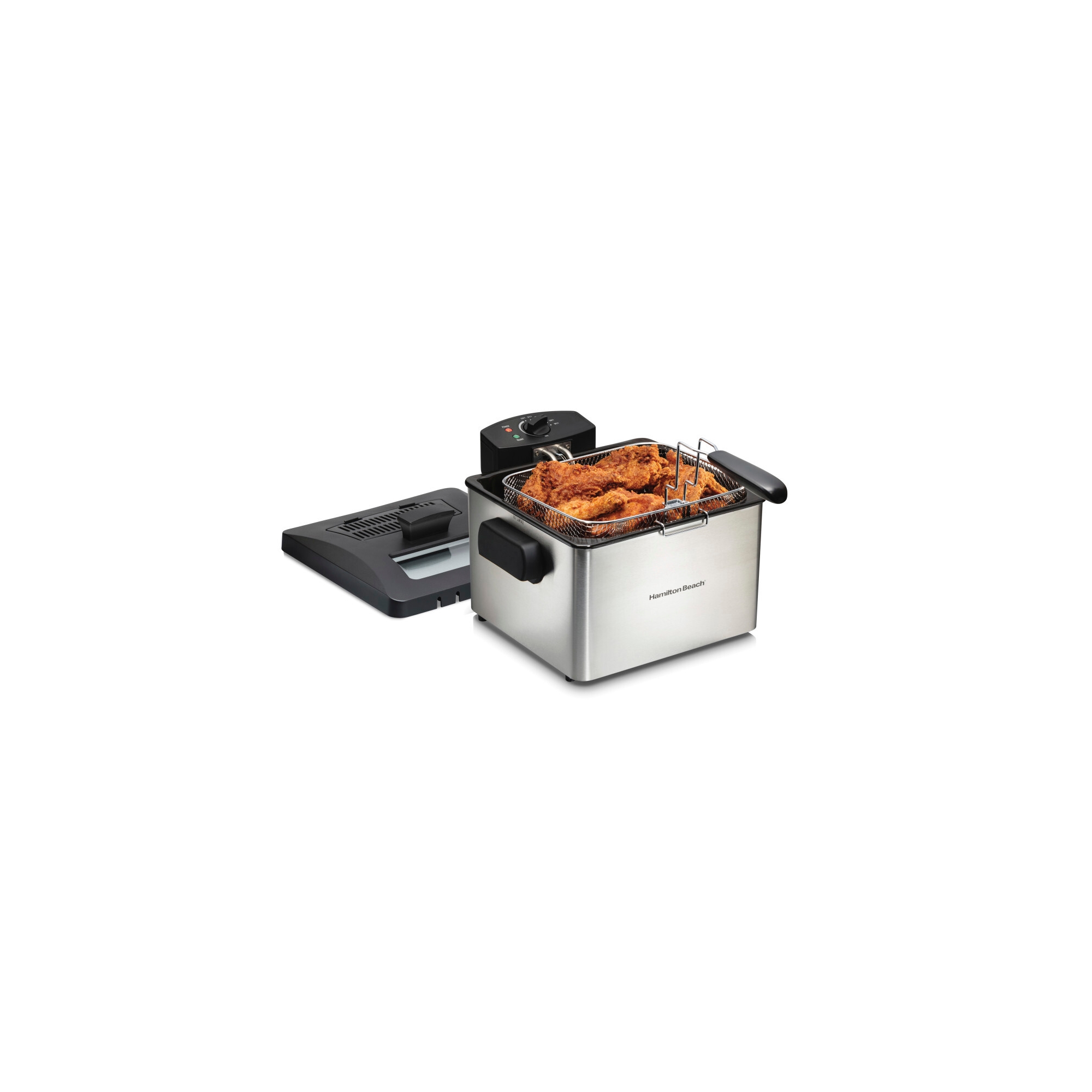 Hamilton Beach 5.2qt Deep Fryer 35042: Aluminum Electric Oil Fryer, Dishwasher-Safe Parts, 1800W, Gray