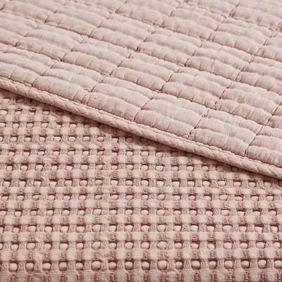 Blush Full Microfiber Reversible Quilt and Sham Set