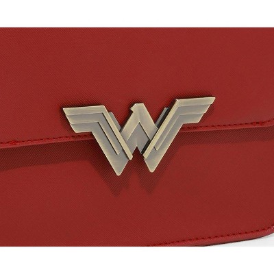 Seven Times Six DC Comics Wonder Woman Metal Logo Crossbody Bag Purse Red — фото 3