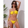 INSPIRE CHIC Women's O Ring Ruched Bandeau Ribbed Bikini Sets, Tie Front Top Triangle Bottom Swimwear Bathing Suits 1 Set - 4 of 4