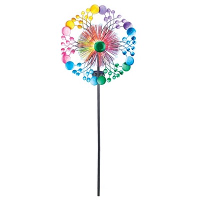 Collections Etc Solar Powered Fiber Optic Kaleidoscope Wind Spinner Garden Stake