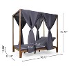 Christopher Knight Home Kinzie Outdoor Acacia Wood 2 Seater Adjustable Daybed with Curtains,Teak/Dark Gray - 3 of 4