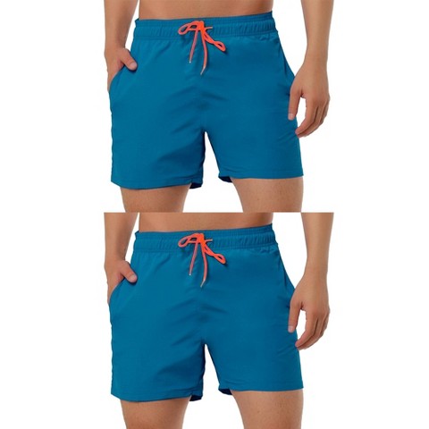 Lars Amadeus Men's Holiday Beach Solid Color Adjustable Waist Bathing Swim Shorts 2 Packs Black 32