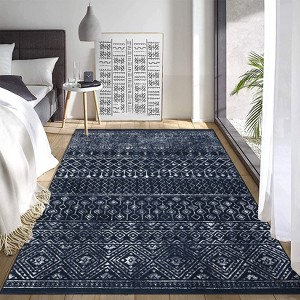 Boho Moroccan Area Rug  Machine Washable Non Slip Bedroom Rug Non Shedding Throw Soft Indoor Carpet - 1 of 4
