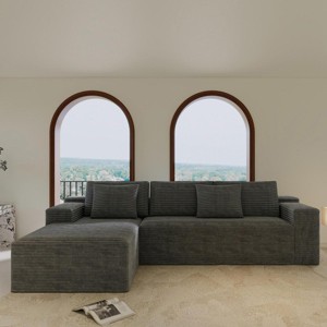 Modular Sectional Sofa with Deep Seats and Plush Corduroy Upholstery, Modern L-Shape Couch for Living Room -3irtyhousy - 1 of 4
