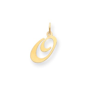 Black Bow Jewelry 14k Yellow Gold Ella Collection Small Fancy Script Initial Pendant A-W - 1 of 4